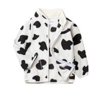 Mud Kingdom Boy Jacket Fleece for Little Boys Stand Up Collar Outerwear Zip-Up Tops Black and White Cow Print 6 Years