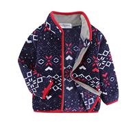 Mud Kingdom Boy Jacket Fleece for Little Boys Stand Up Collar Outerwear Zip-Up Tops Navy Blue Snowflake 6 Years