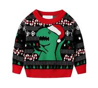 Mud Kingdom Boys Crewneck Sweater for Toddler Boy Christmas Long Sleeve Pull on Knitwear Dinosaur Pattern 2 Years