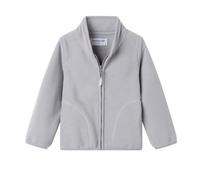 Mud Kingdom Boys Fleece Jacket Zip Up Stand Collar Outerwear for Toddler Boy Solid Lightweight Cardigan Grey 2 Years
