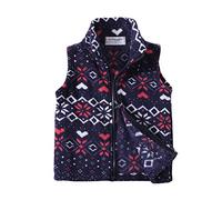 Mud Kingdom Boys Gilet 9-10 Years Polar Fleece Full Zip Body Warmer for Big Boy Stand-Up Collar Cozy Outerwear Snowflake Print Navy Blue