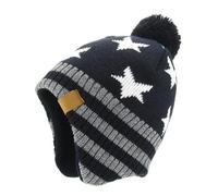 Mud Kingdom Boys Girls Beanie with Bobble Navy Blue Pentagram Pattern M