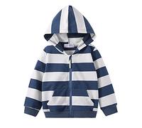 Mud Kingdom Boys Hoodie Zip Up Hooded Sweatshirt for Little Boy Jacket Blue Stripe 5 Years