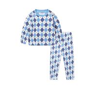 Mud Kingdom Boys Pajama Set Polar Fleece Pull on Nightwear for Little Boy Long Sleeve Sleepwear Rhombus Plaid 6 Years