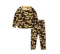 Mud Kingdom Boys Pajama Set Polar Fleece Pull on Nightwear for Todder Boy Long Sleeve Loungewear Camouflage 4 Years