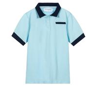 Mud Kingdom Boys Polo Shirt Short Sleeve Shirt for Little Boy School Uniform with a Chest Pocket Blue 7-8 Years