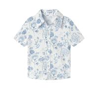 Mud Kingdom Boys Shirt Short Sleeve Print Hawaiian Beach Shirts for Baby Boy Button Down Tops Blue Plants Pattern 18-24 Months