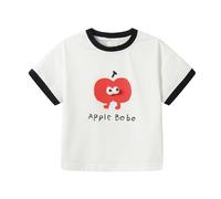 Mud Kingdom Boys White T-Shirts for Little Boy Crew Neck Short Sleeve Black Fruit Print 3D Animal Tee 5 Years