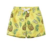 Mud Kingdom Boys Yellow Shorts for Little Boy Elastic Waist Drawstring Hawaiian Shorts Summer Holiday Pineapple Print 6 Years