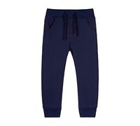 Mud Kingdom Cotton Joggers Little Boys Drawstring Track Pants Tracksuit Bottoms Ribbed Elastic Waist Knit Trouses with Pockets Pull On Plain Navy Blue Classic Autumn 5 Years