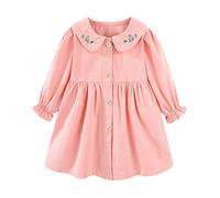 Mud Kingdom Girl Dress Peter Pan Collar Button Front Floral Dresses for Little Girls Pink 6 Years