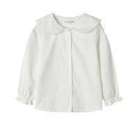 Mud Kingdom Girls Blouse Peter Pan Collar Corduroy Shirt for Little Girl Button Down School Uniform Ruffle Cuff Plain White 6 Years