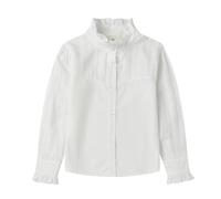 Mud Kingdom Girls Blouse with Ruffle Collar Long Sleeve Victorian Vintage Style Top Cotton 5-12 Years, White vertical stripes, 7-8 Years