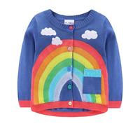 Mud Kingdom Girls Blue Cardigans Sweater Botton Down Jacket for Little Girl Knitted Outerwear Rainbow and Cloud Pattern 5 Years