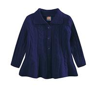 Mud Kingdom Girls Cardigan 7-8 Years Button Down Knitted Jacket for Little Girl Turn Down Collar Knitted Outerwear Navy Blue