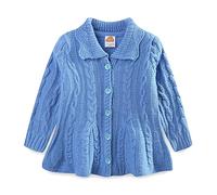 Mud Kingdom Girls Cardigan 7-8 Years Button Down Knitted Jacket for Little Girl Turn Down Collar Knitted Outerwear Blue