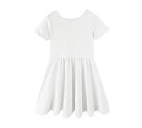 Mud Kingdom Girls Dress Backless A-Line Swing Skater Dresses for Little Girl Short Sleeve Twirly Sundress Plain White 6 Years