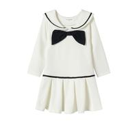Mud Kingdom Girls Dresses Long Sleeve Nautical Sailor Dress Sleek School Uniform Autumn Solid White Little Kids 4 Years
