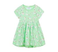Mud Kingdom Girls Easter Dress Cute Bunny Short Sleeve Crewneck Cotton Casual, Fashion Bunny Mint Green, 6-7 Years