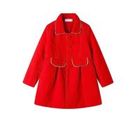 Mud Kingdom Girls Peacoat Button Down Dress Coat for Toddler Girl Turn Down Collar Jacket Faux Wool Red 4 Years