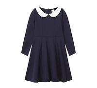 Mud Kingdom Girls Peter Pan Collar Dress Back to School Uniform, Long Sleeve Navy Blue, 12