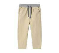 Mud Kingdom Kids' Uniform Trousers for Little Boys 7-8 Years Pull On Adjustable Drawstring Ribbed Elastic Waist Bottoms Straight Twill Khaki