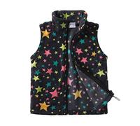 Mud Kingdom Little Boy Body Warmers Stand-Up Collar Polar Fleece Gilet for Boys Sleeveless Zip Up Outerwear Stars Print Black 6 Years