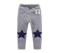 Mud Kingdom Little Boys Fleece Lining Trousers Elastic Waist Warm Pants for Boy Anchor Stars Pattern Grey 6 Years