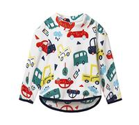 Mud Kingdom Little Boys Fleece Sweatshirts Long Sleeve Basic Pullover Warm Winter White Cartoon Car 5 Years