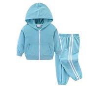 Mud Kingdom Little Boys Hooded Tracksuit for Boy Zip up Jogger Set Hoodie Jogging Bottoms Outfits Blue 7-8 Years