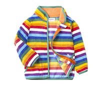 Mud Kingdom Little Boys Jacket Fleece Stand Up Collar Outerwear for Boy Zip-Up Tops Rainbow Stripes 5 Years
