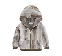 Mud Kingdom Little Boys Jacket Hooded Sweatshirt for Boy Zip Up Hoodie Tie Dye Brown 7-8 Years