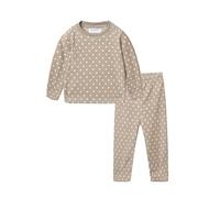 Mud Kingdom Little Boys Pajama Set Polar Fleece Pull on Nightwear for Little Boy Long Sleeve Homewear Khaki Dots 7-8 Years