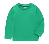 Mud Kingdom Little Boys T-Shirts Long Sleeve Round Collar Tee for Boy Solid School PE Class Tops Plain Christmas Green 6 Years