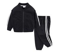 Mud Kingdom Little Boys Tracksuit for Boy Zip up Jogger Set Sweatshirt Jogging Bottoms Outfits Black 7-8 Years