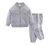 Mud Kingdom Little Boys Tracksuit for Boy Zip up Jogger Set Sweatshirt Jogging Bottoms Outfits Grey 7-8 Years