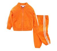 Mud Kingdom Little Boys Tracksuit for Boy Zip up Jogger Set Sweatshirt Jogging Bottoms Outfits Orange 7-8 Years