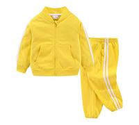 Mud Kingdom Little Boys Tracksuit for Boy Zip up Jogger Set Sweatshirt Jogging Bottoms Outfits Yellow 7-8 Years