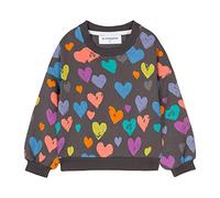 Mud Kingdom Little Girls Activewear Ribbed Cuffs Drop Shoulder Sweatshirt for Girl Crew Neck Jumper Heart Patterns Grey 5 Years