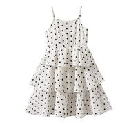 Mud Kingdom Little Girls Beach Dress Polka Dot Spaghetti Straps Summer Dresses for Girl Layered Sundress White 9-10 Years