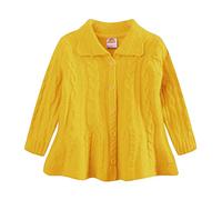 Mud Kingdom Little Girls Cardigan Sweater Button Down Knitted Jacket for Girl Turn Down Collar Outerwear Yellow 5 Years