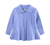Mud Kingdom Little Girls Cardigan Sweater Button Down Knitted Jacket for Girl Turn Down Collar Outerwear French Blue 5 Years