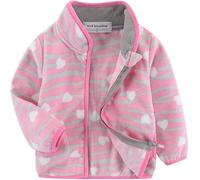 Mud Kingdom Little Girls Jacket Fleece Stand Up Collar Outerwear for Girl Zip-Up Tops Magenta Heart Zebra 5 Years