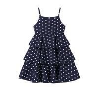 Mud Kingdom Little Girls Navy Blue Dresses Spaghetti Straps Polka Dot Sundress for Girl 3 Layers Summer Dress 5-6 Years