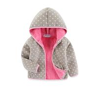 Mud Kingdom Little Girls Polar Fleece Jacket Cute Dots Printing Khaki Thick Warm Outerwear 6 Years