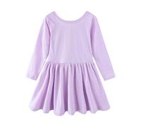 Mud Kingdom Little Girls Swing Dress Backless Twirly Skater Dress Long Sleeve A-Line Dresses for Girl Purple 5 Years
