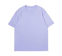 Mud Kingdom Plain Tshirt Casual Wear Basic 100% Heavy Cotton Ribbed O-Neck Short Sleeve Classic Tee Tops Solid Light Purple Comfortable Summer Regular Fit Men Tshirt Large Soft