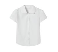 Mud Kingdom School Shirts Girls Short Sleeve Uniform for Big Girl Peter Pan Collar Shirt Solid Non Iron White 9-10 Years
