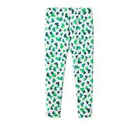 Mud Kingdom St.Patrick's Day 7-8 Years Girls Leggings for Little Girl Shamrocks Trousers Four-Leaf Print White