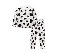 Mud Kingdom Toddler Boys Pajama Set Polar Fleece Pull on Sleepwear for Boy Long Sleeve Homewear Black and White Cows 2 Years